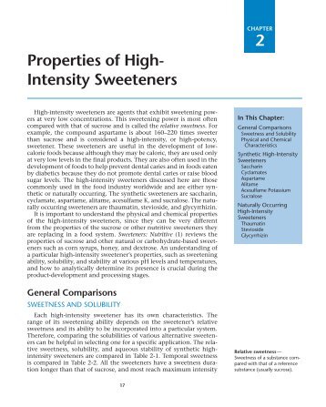 2 Properties of High- Intensity Sweeteners - Food Developers e ...