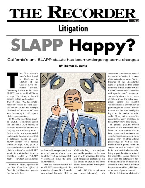 "SLAPP Happy? California's anti-SLAPP statute has been ...