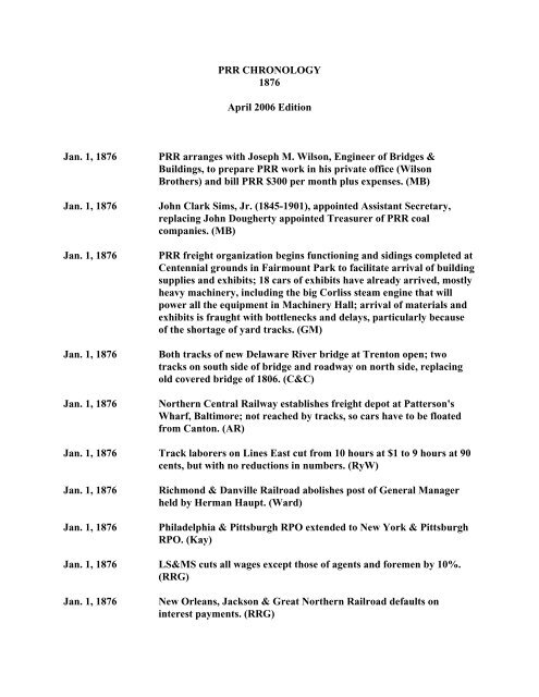 PRR Chronology, 1876 - Pennsylvania Railroad Technical and ...