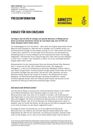 Einsatz für den Einzelnen - Amnesty International