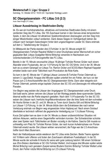 SC Obergeissenstein - FC Littau 3:6 (2:3)