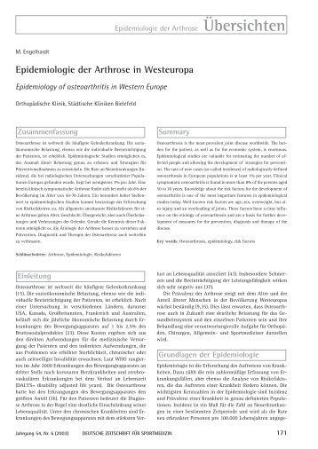 Epidemiologie der Arthrose in Westeuropa - Deutsche Zeitschrift für ...