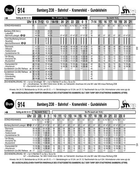 Download Fahrplanheft - Stadtwerke Bamberg