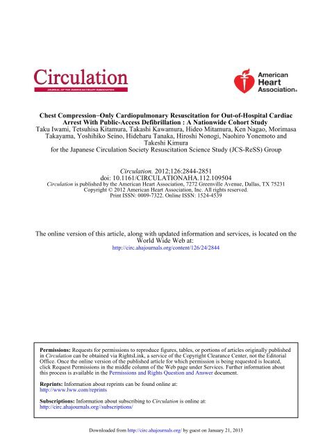 for the Japanese Circulation Society Resuscitation Science Study ...