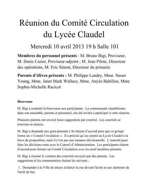 10 avril 2013 - Lycée Claudel