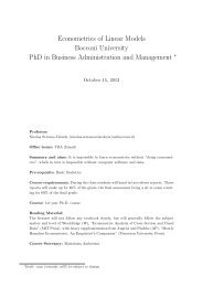 Econometrics of Linear Models Bocconi University PhD in Business ...