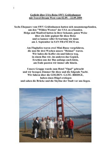 Gedicht über USA-Reise SWV Gräfenhausen mit Travel Dream West ...