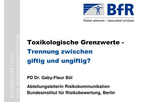 Toxikologische Grenzwerte - Trennung zwischen giftig und ungiftig ...