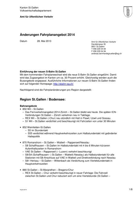 Änderungen Fahrplanangebot Region St.Gallen ... - Fahrplanentwurf