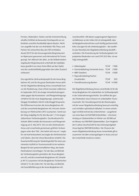 Arosa Bergbahnen Geschäftsbericht 2012/2013