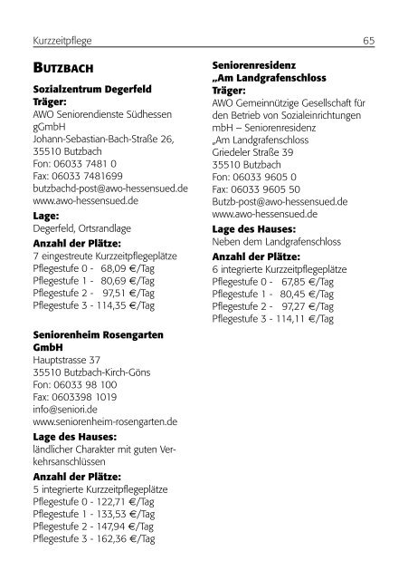 Informationen zu Pflegeangeboten im ... - Der Wetteraukreis