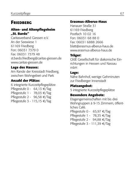 Informationen zu Pflegeangeboten im ... - Der Wetteraukreis