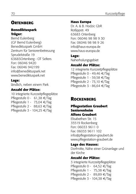 Informationen zu Pflegeangeboten im ... - Der Wetteraukreis