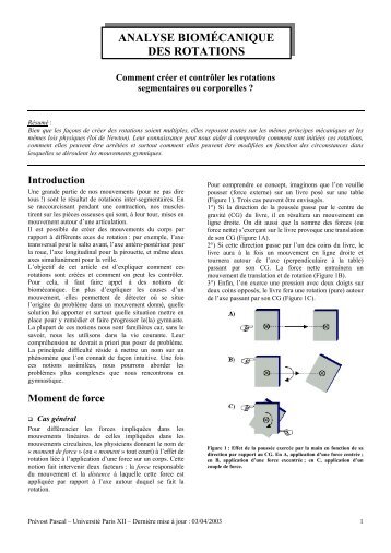 Analyse biomécanique des rotations