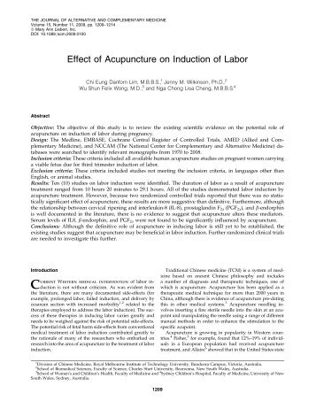 Effect of Acupuncture on Induction of Labor - Library