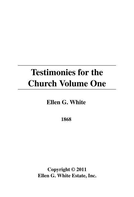 Testimonies for the Church Vol 1 - Lansing SDA Church