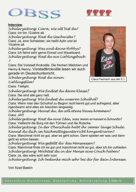 Schülerzeitung - Oberschule Steinkirchen