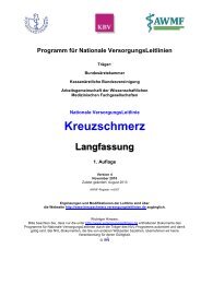 Kreuzschmerz - Nationale VersorgungsLeitlinien