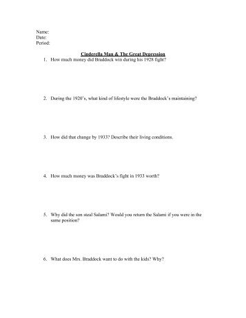 2010 US 2 - Great Depression Cinderella Man Guided Questions