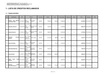 1 - LISTA DE CREDITOS RECLAMADOS - Jorge Calvete