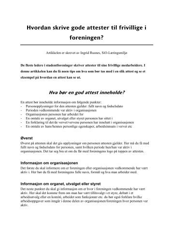 Skrive attest til fr.. - SiO
