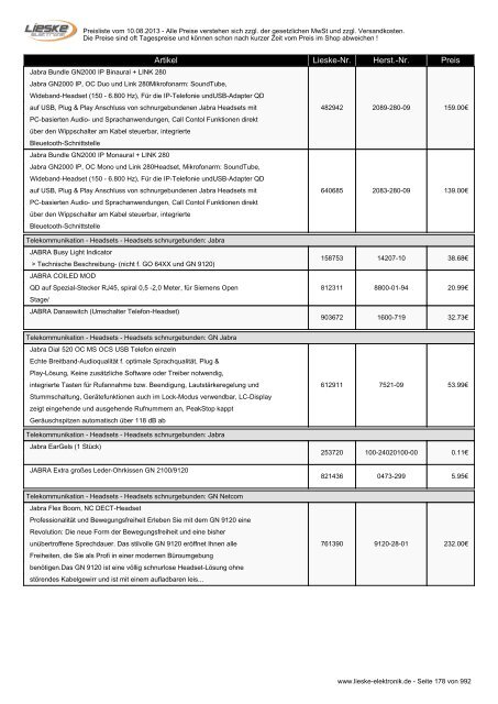 Lieske Elektronik Preisliste - Lieske-Elektronik e.K.