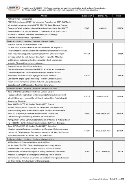 Lieske Elektronik Preisliste - Lieske-Elektronik e.K.