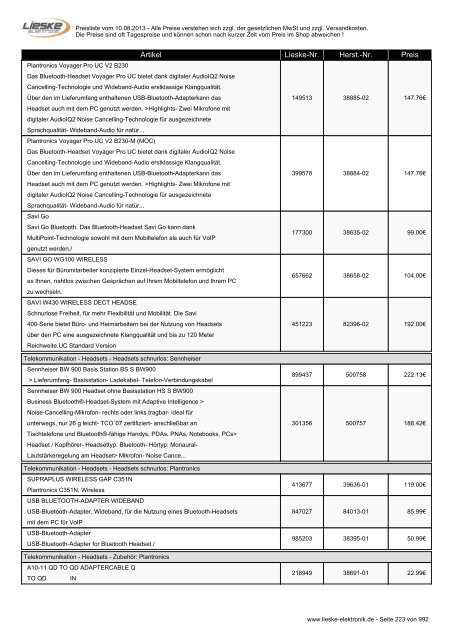 Lieske Elektronik Preisliste - Lieske-Elektronik e.K.