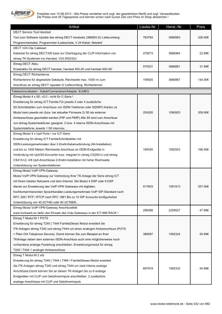 Lieske Elektronik Preisliste - Lieske-Elektronik e.K.