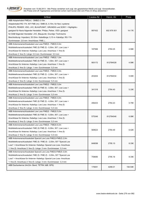 Lieske Elektronik Preisliste - Lieske-Elektronik e.K.