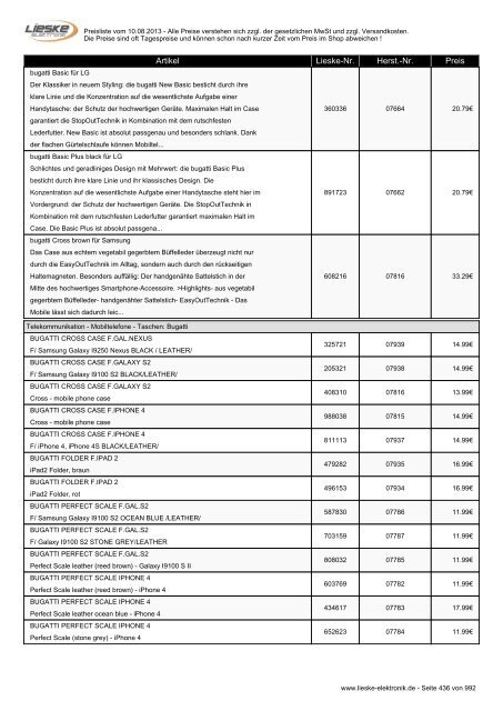 Lieske Elektronik Preisliste - Lieske-Elektronik e.K.