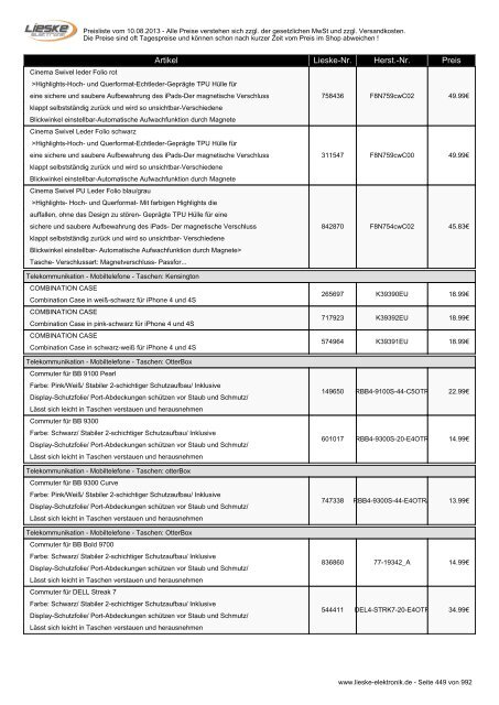 Lieske Elektronik Preisliste - Lieske-Elektronik e.K.