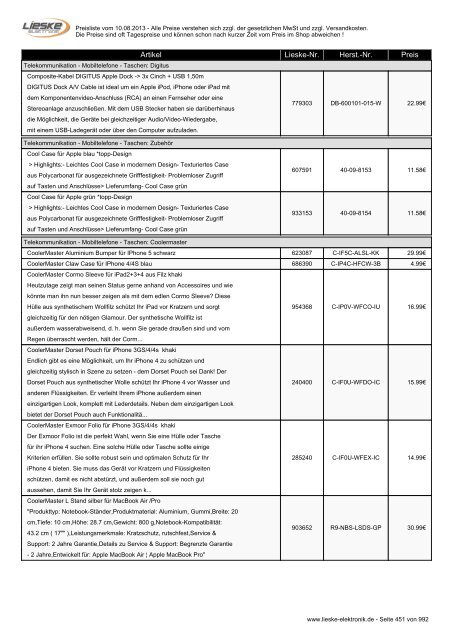 Lieske Elektronik Preisliste - Lieske-Elektronik e.K.