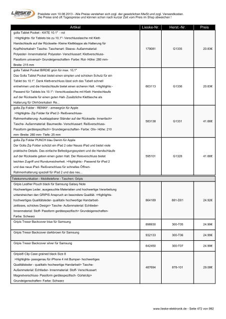 Lieske Elektronik Preisliste - Lieske-Elektronik e.K.