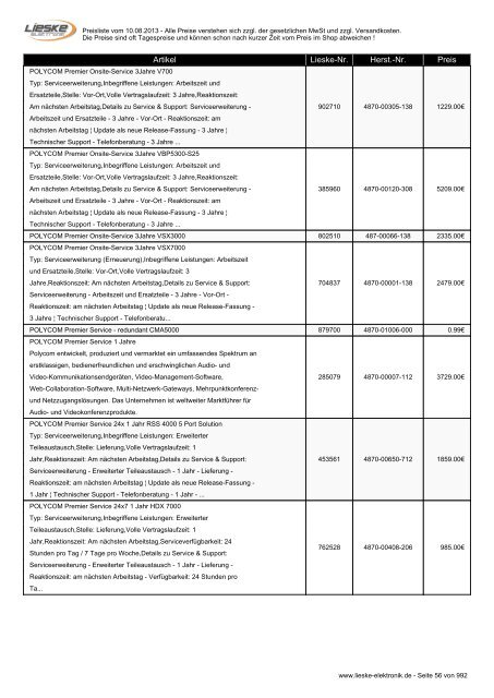 Lieske Elektronik Preisliste - Lieske-Elektronik e.K.