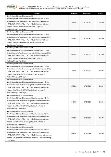 Lieske Elektronik Preisliste - Lieske-Elektronik e.K.