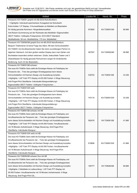 Lieske Elektronik Preisliste - Lieske-Elektronik e.K.