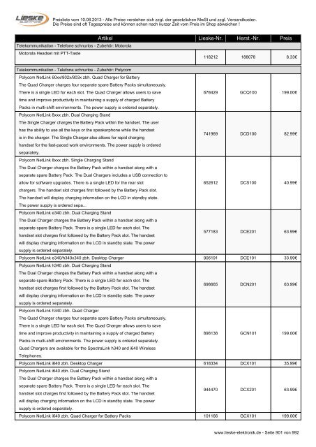 Lieske Elektronik Preisliste - Lieske-Elektronik e.K.