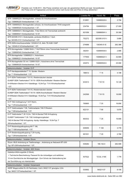 Lieske Elektronik Preisliste - Lieske-Elektronik e.K.