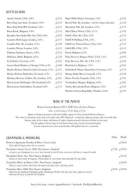 Sample Beer & Wine Menu - Perfect Pint Sample Beer & Wine Menu - Perfect Pint