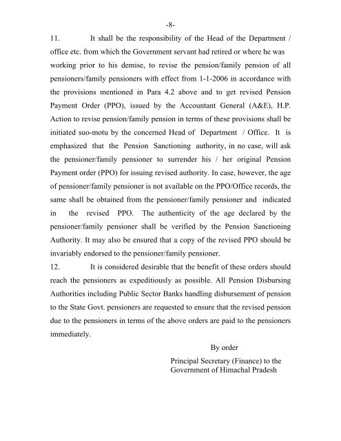 Revision of Pension of pre-2006 pensioners/family pensioners