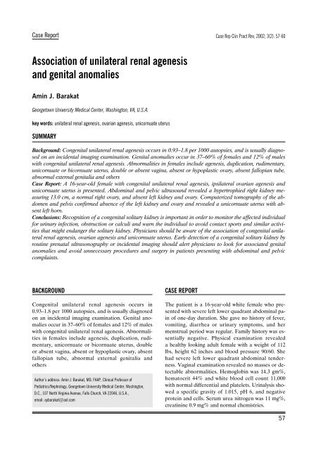 Association of unilateral renal agenesis and genital anomalies