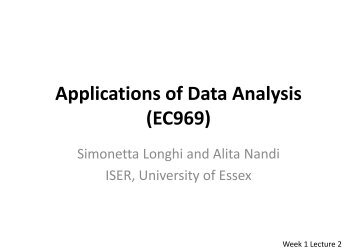 Week 1 – Lecture 2 – Data Management Slides - University of Essex