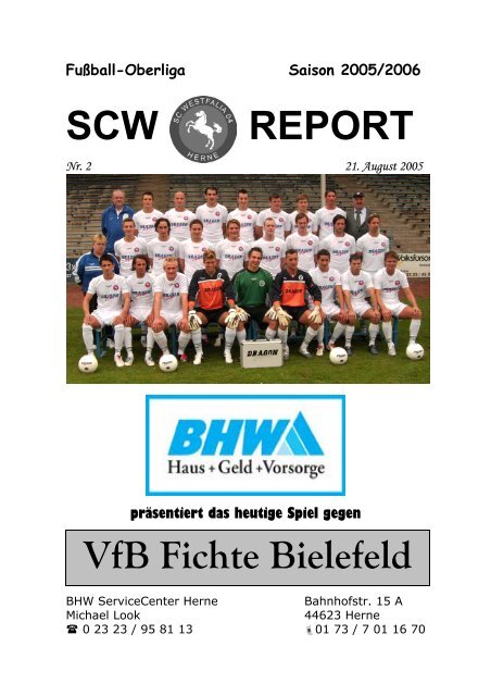 SCW REPORT VfB Fichte Bielefeld - SC Westfalia 04 Herne eV