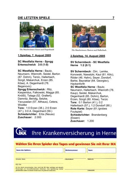SCW REPORT VfB Fichte Bielefeld - SC Westfalia 04 Herne eV