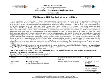 STARTing and STOPPing Medications in the Elderly