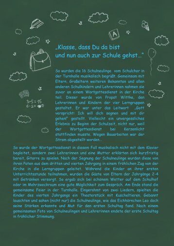 „Klasse, dass Du da bist und nun auch zur Schule gehst…“