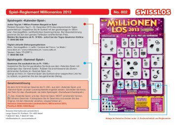 Spiel-Reglement Millionenlos 2013 No. 802 - Swisslos