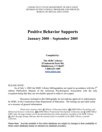 Positive Behavior Supports - The State Education Resource Center