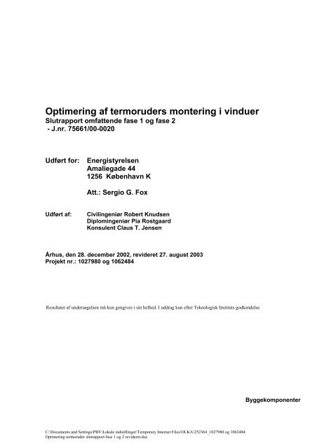 Optimering af termoruders montering i vinduer - Robert Knudsen ...
